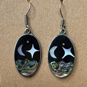Mother of pearl and abalone Star and Moon Earrings